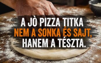 Kézzel formázott pizzatészta lisztezett deszkán, mert a jó pizza titka a megfelelő tészta.